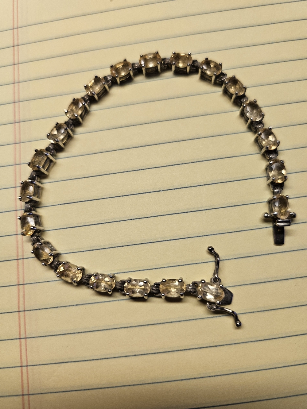 Classic Yellow Crystal Tennis Bracelet 925 Sterling Mounting - Women Jewelry
